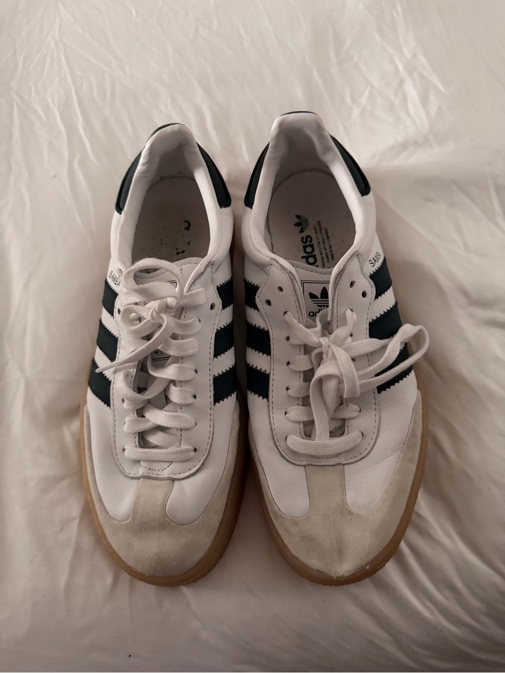 adidas Women’s Sneakers in White and Black with Gum Sole